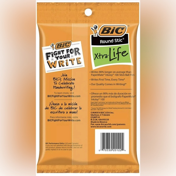 NEW 2pk 10 Count BIC Round Stick Xtra Life Ballpoint Blue Pen School Supplies - Picture 3 of 7